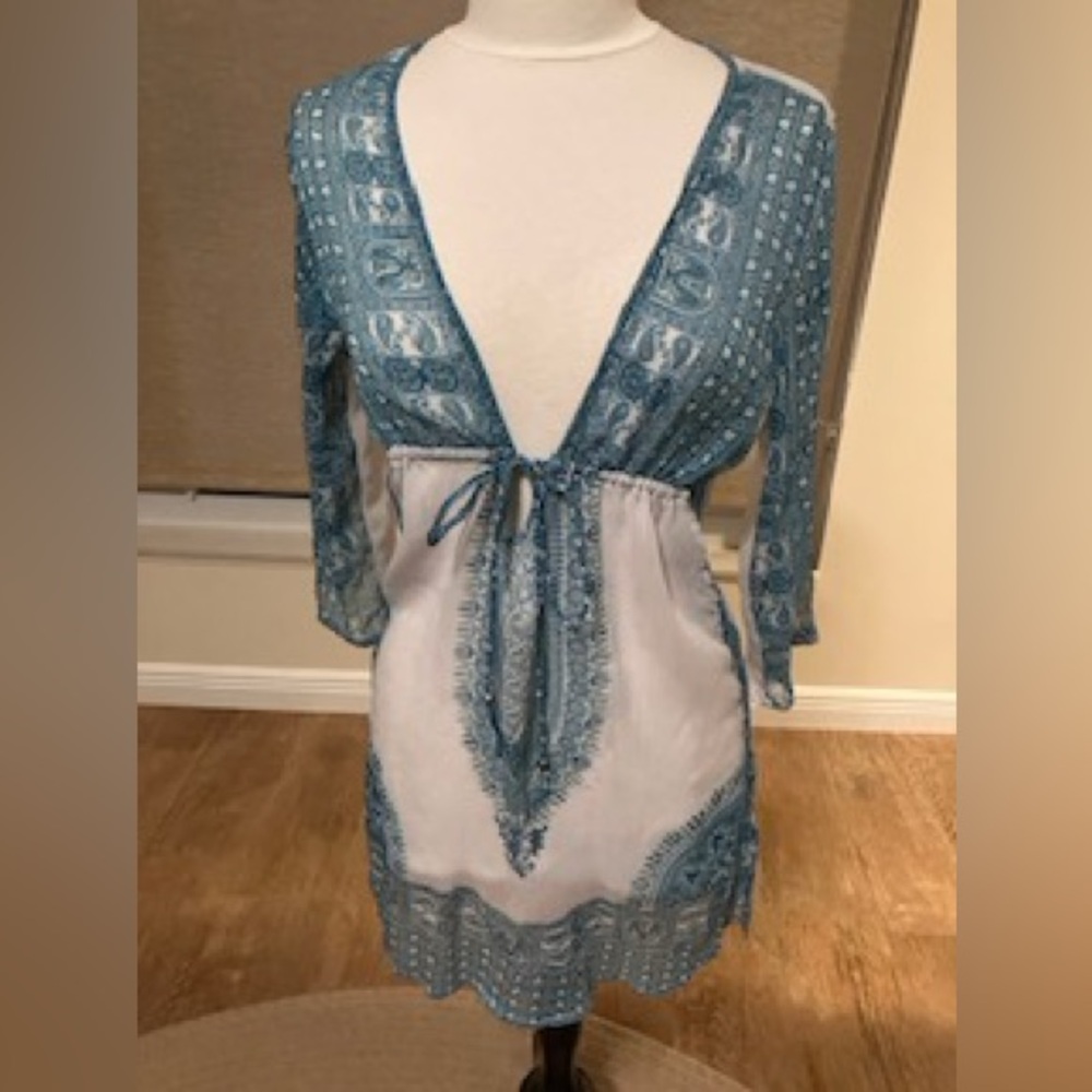 Paradise Bohemian Blue and White Tunic Dress